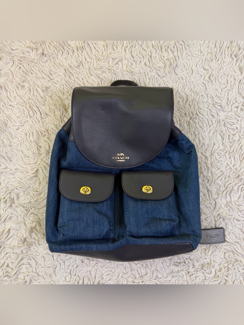 NWT Coach Denim and Leather Billie Backpack